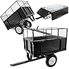 Remorque basculante sur pneus – 114 x 76 x 30 cm – avec Grille rehaussée et Parois Amovibles – Dispositif d’attelage Universel – Jardinage, Transport ‎114 x 30 x 76 cm