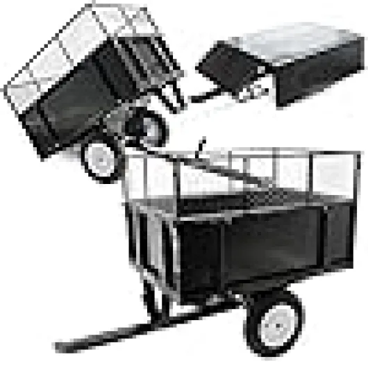 Remorque basculante sur pneus – 114 x 76 x 30 cm – avec Grille rehaussée et Parois Amovibles – Dispositif d’attelage Universel – Jardinage, Transport ‎114 x 30 x 76 cm