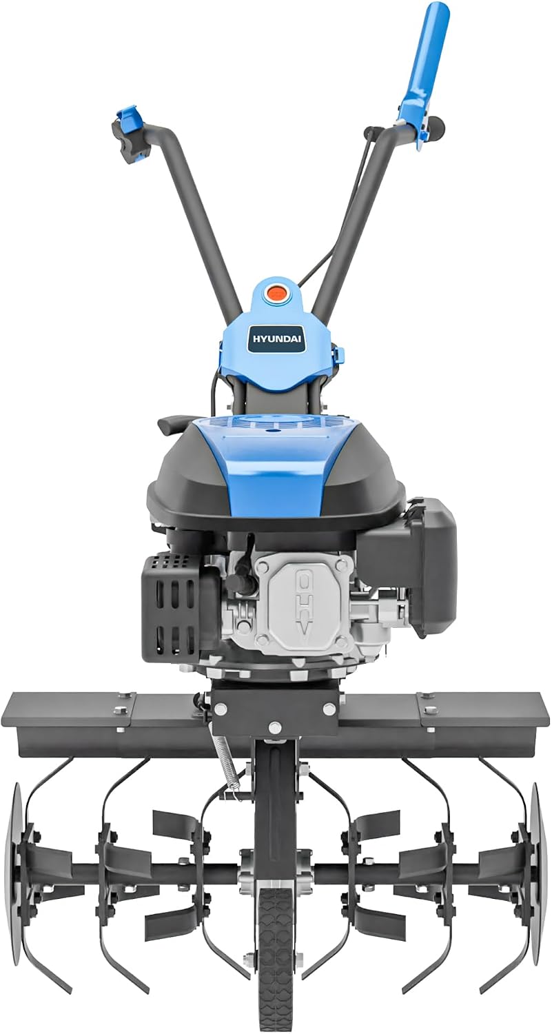 Motobineuse Motoculteur Thermique 60 cm, Démarrage Électrique, 173 cm3 4,8 CV, 4 Jeux de Fraises, Profondeur 26 cm, Garantie 3 Ans - HYT175EX-EU