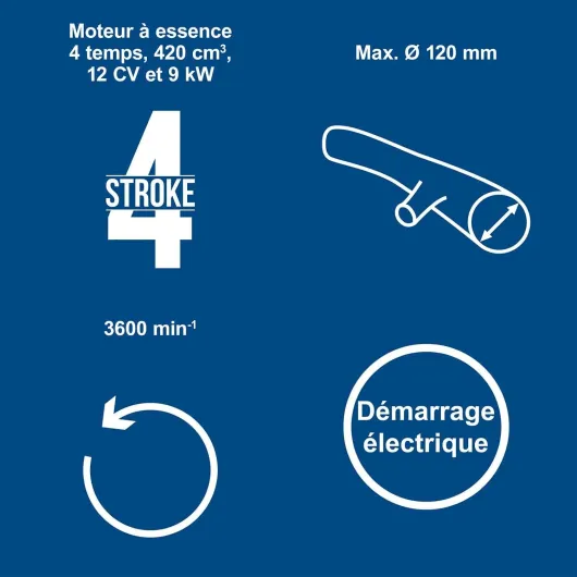 Broyeur thermique PGS420E - moteur 4 temps - 12 CV - 420 cm³