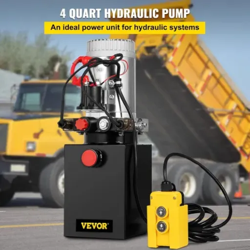 Avis VEVOR Pompe Hydraulique 12 V 4 L : une unité double effet abordable pour remorques et ciseaux