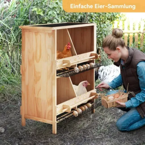 Avis Nid de pondoir multiple en bois (4 nichoirs) : un pondoir compact pour poules qui mise sur la praticité