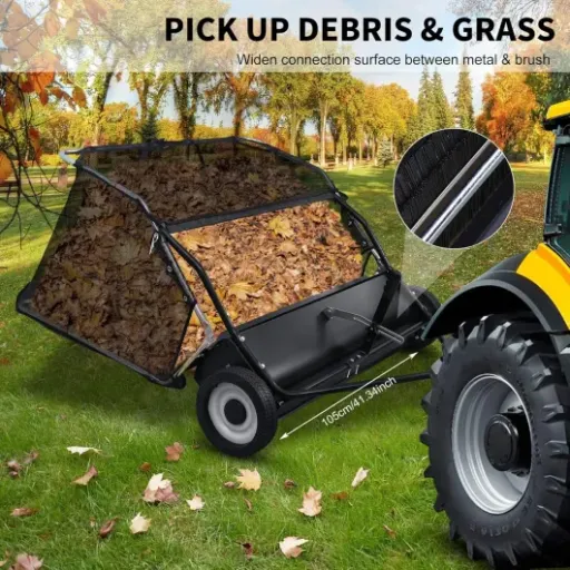 Avis balayeuse de pelouse HOVTOIL 111,8 cm : gros volume pour ramasser feuilles et déchets de jardin