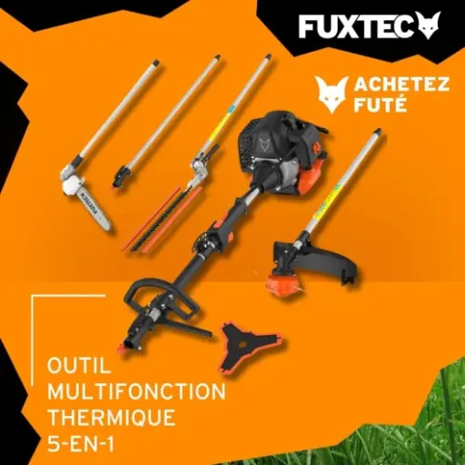 Avis Fuxtec FX-MT252ER 5-en-1 : la débroussailleuse thermique polyvalente pour gros travaux de jardin