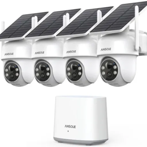 Avis ANSQUE GU01 4-Camera Kit : la surveillance 360° solaire sans abonnement
