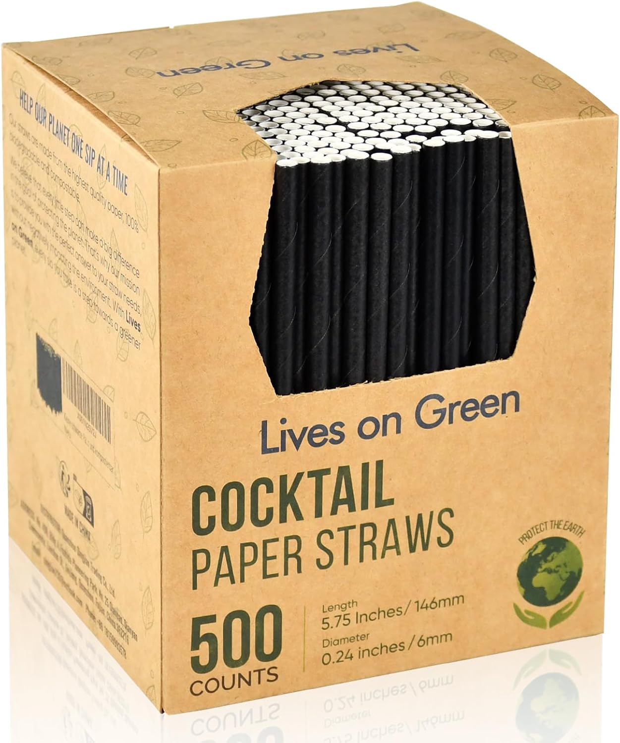Lot de 500 pailles à cocktail jetables et agitateurs en papier noir respectueux de l'environnement - 14,6 x 0,6 cm - Pour la maison, les bars et les restaurants