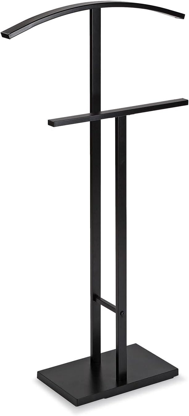 Lund Valet de Nuit Multifonctionnel avec 2 Perchoirs Penderie pour Vêtements Homme ou Femme Valet de Chambre, Dimensions (H x l x L) 100 x 20 x 52 cm, Acier, Couleur: Noir