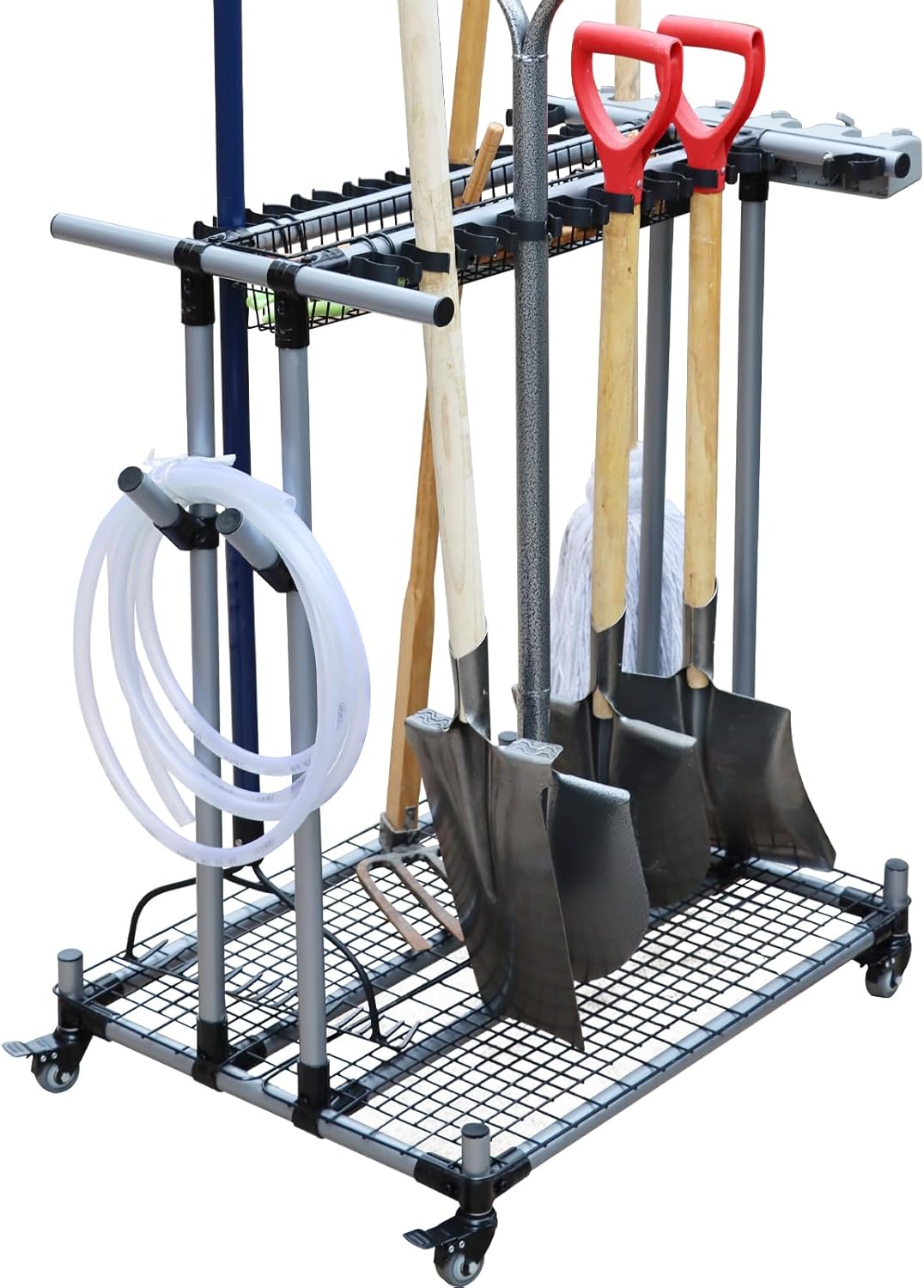 QTJH Rangement Outils Jardin avec Stockage Classifié pour Chariot de Matériel Agricole Lourd Roulettes Silencieuses avec Frein