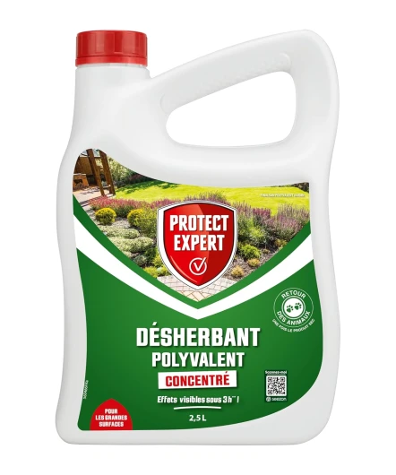 Désherbant Polyvalent Concentré - Effets Visibles en 3h - 2,5L - Jusqu’à 150m² Traités - Bidon Doseur PROHERBIO25N