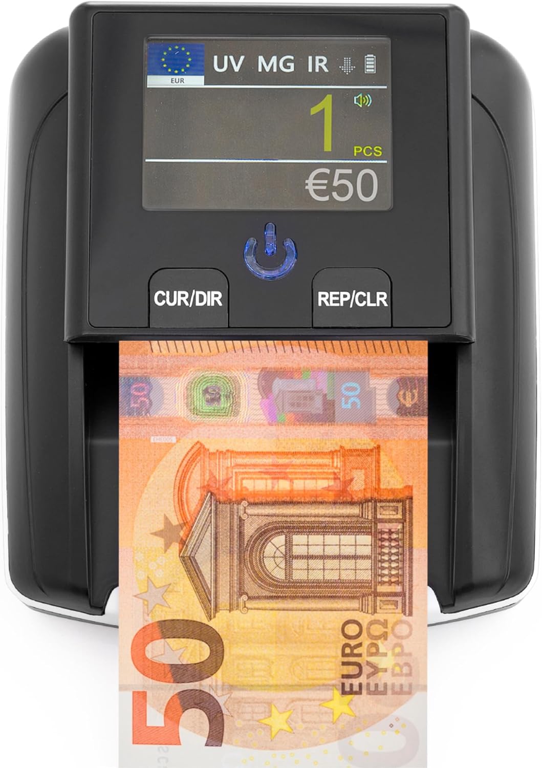 Detecteur Faux Billet & Compteuse de Billets INSERTION UN A UN - Détecteur UV/MG/IR pour Faux Billets Euros, Faux Dollars, Faux Billets Livre Sterling - Scanner portable compact et léger