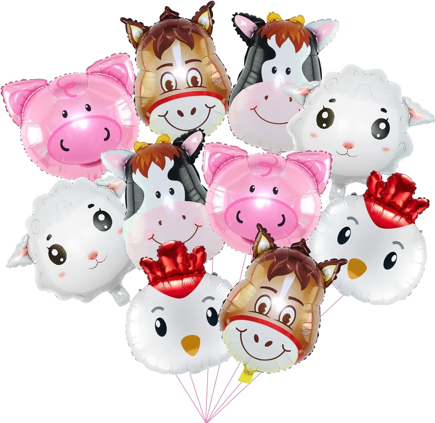 Ballons Animaux de la Ferme, 10 Pièces Ballon Aluminium Helium Balon Anniversaire Animaux Mignons Enfant pour Fête à Thème de la Ferme, Décorations de Fête, Accessoires de Photographie