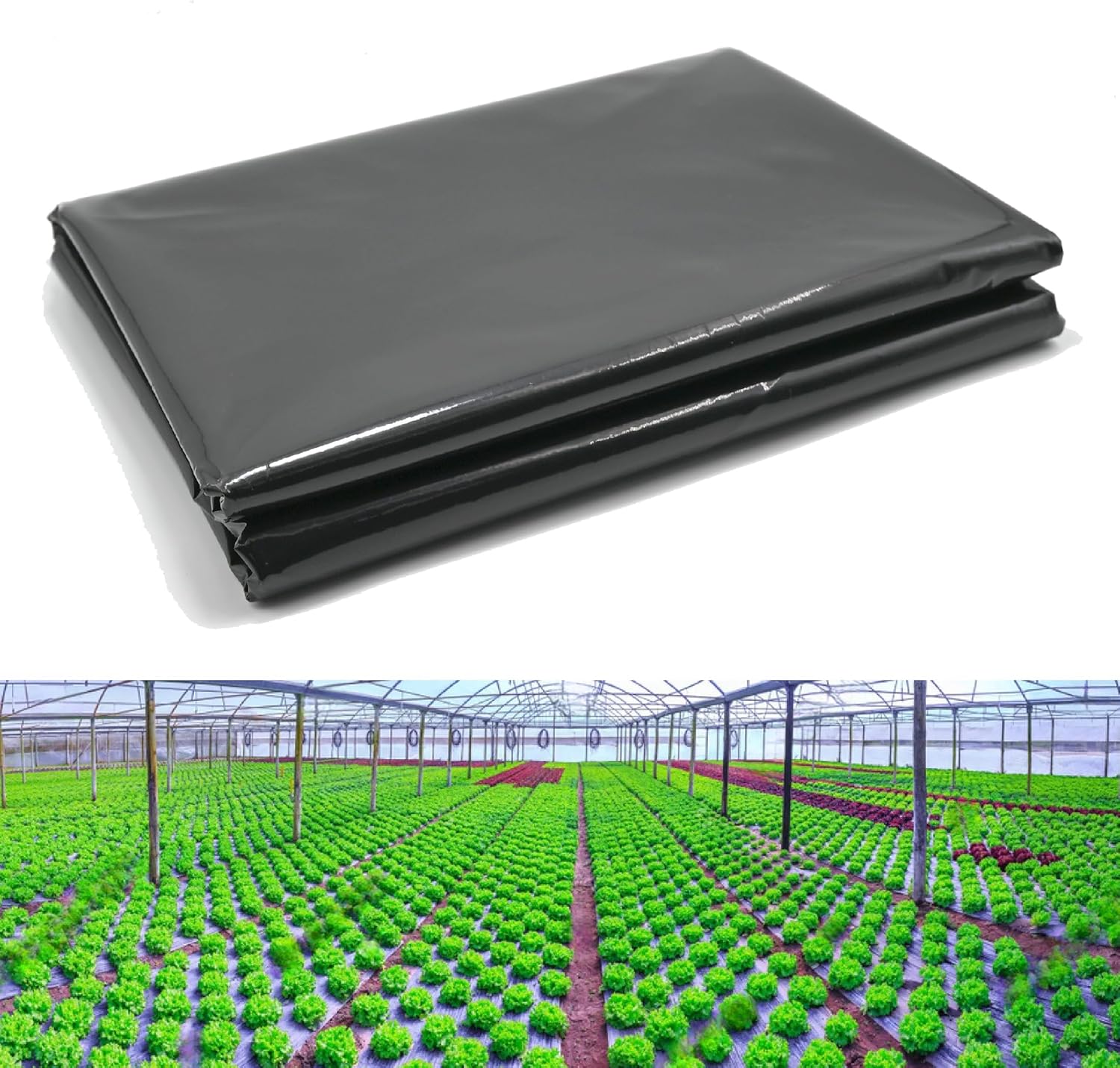 LINSOCLE Bache Noire Agricole, 2m X 10m Film Polyéthylène Noir de Bonne Qualité, Bache Jardin Anti Mauvaise Herbes, 4mil Film Plastique Noire pour Couvrir Les Jardin