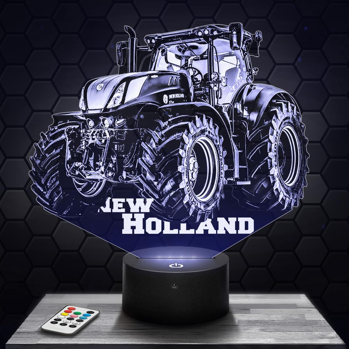Lampe de chevet - Veilleuse Tactile N - Holland Tracteur Agricole Lampe 3D LED illusion, Idée cadeau Noël anniversaire garçon et fille Lampe de nuit chambre d'enfant ou adulte TOP