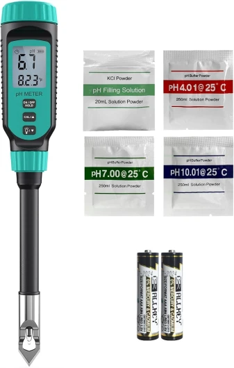 PH Mètre pour Sol, kit de test de pH Nnumérique pour le sSol, le Jardin, l'eau, les Solutions et les Aaliments avec Couvercle de Protection en Alliage et Affichage LCD