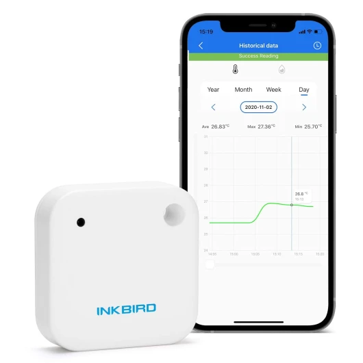 IBS-TH2 Thermomètre Hygromètre Bluetooth Enregistreur Temperature Humidite Magnétique Étanche,Capteur Intelligent Intégré,pour Nourriture,Reptiles,Frigo,Serre,Cave Vin,Terrarium
