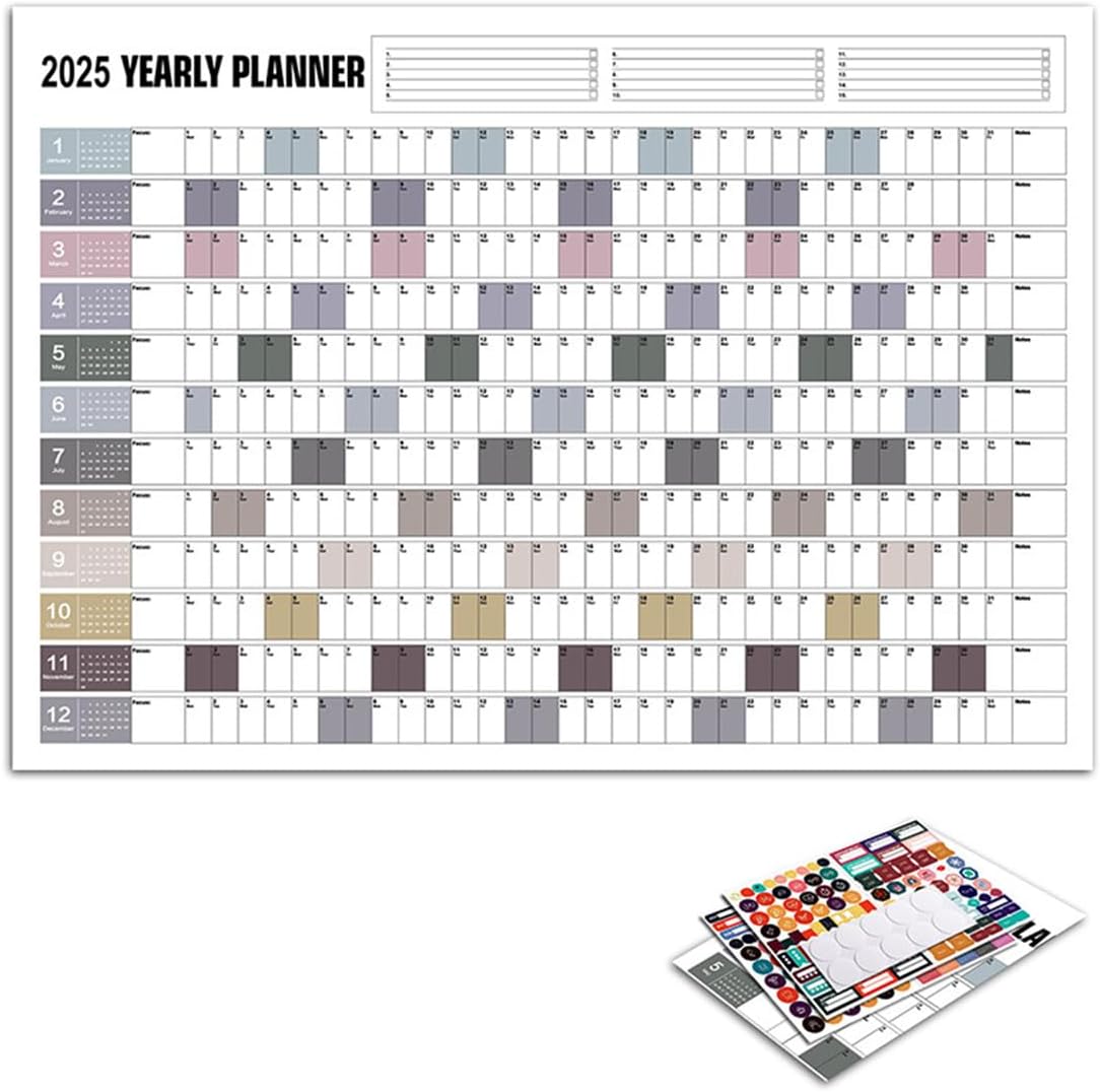 Calendrier 2025 mural XXL (74,2 x 52,5 cm) au format affiche - Format paysage plié : agenda mural, calendrier annuel, calendrier affiche, Calendrier Planning 2025