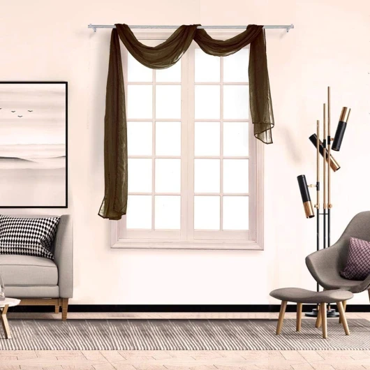 Boyouth Beaux Rideaux Transparents, écharpes, Draperies de Couleur Unie Transparente Douce et élégante, (90 x200 cm)-1 Panneau 90L X 200H cm (1 Panneaux) Marron