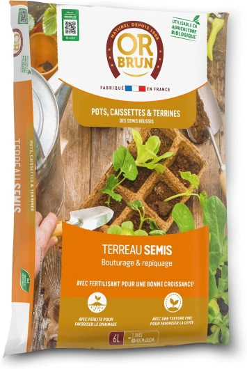 Or Brun Terreau Semis - 6L - Améliore Le Drainage - Rempotage & Plantations en Pots OBRTSEM6U