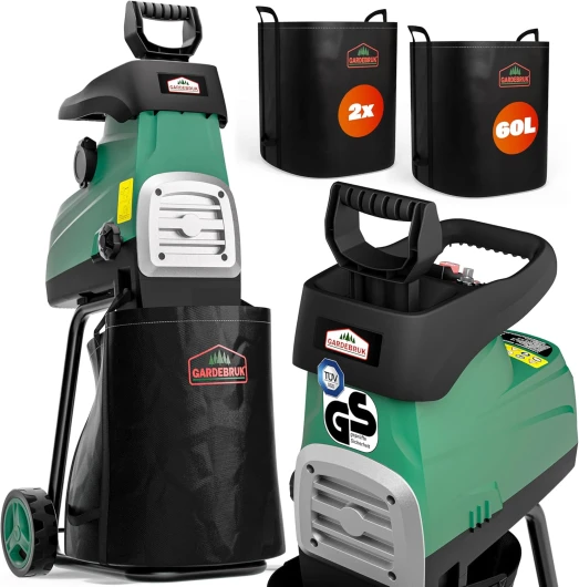 Broyeur végétaux et Branches 3100 W Silencieux Branches Max - 44mm 2X bac 60L déchiqueteuse Branches broyeur électrique Jardin