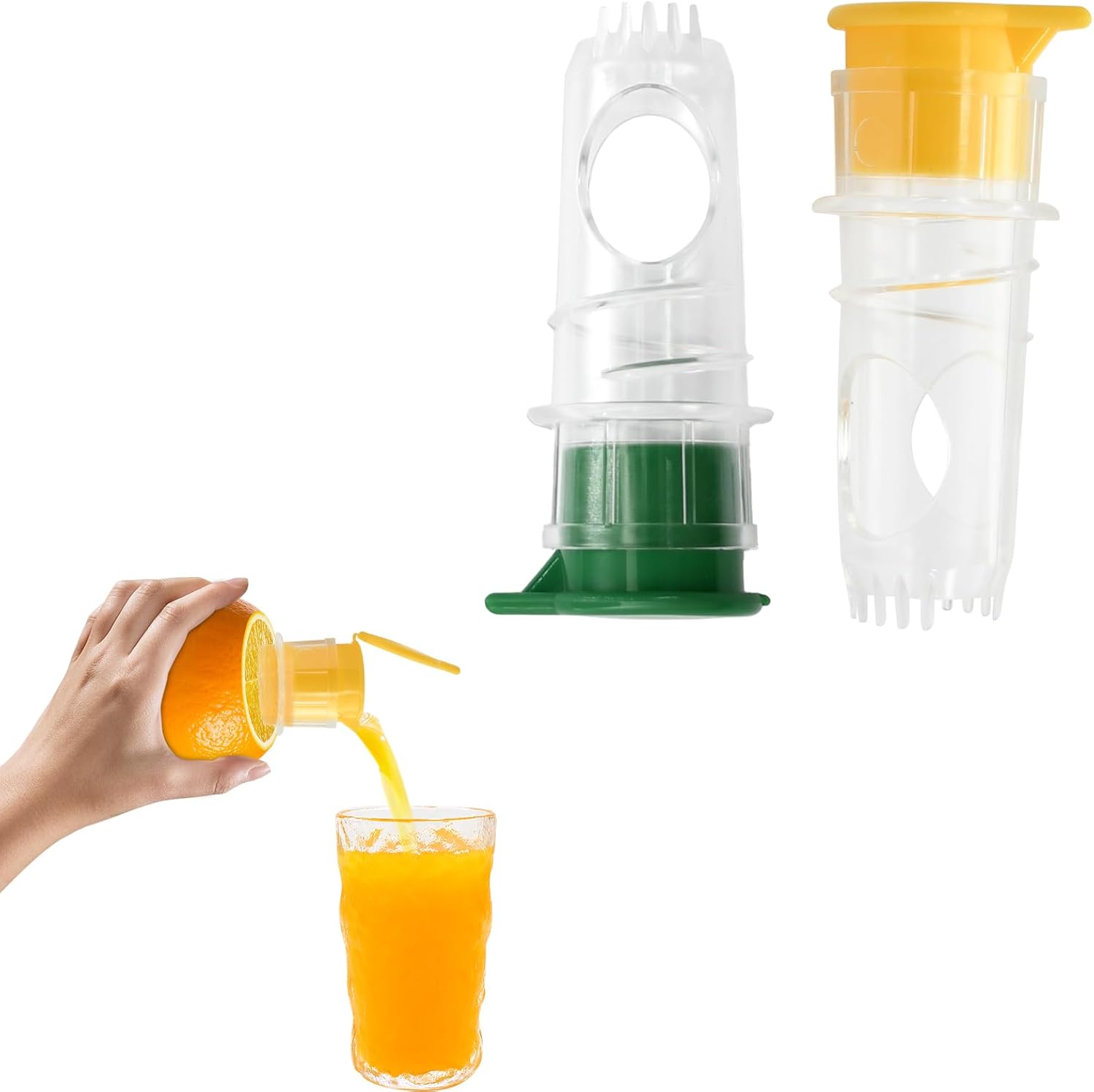 2 Centrifugeuses Manuelles Centrifugeuse Manuelle Citron Petit Extracteur de Jus Manuel Extracteur de Jus Portable (Jaune, Vert)