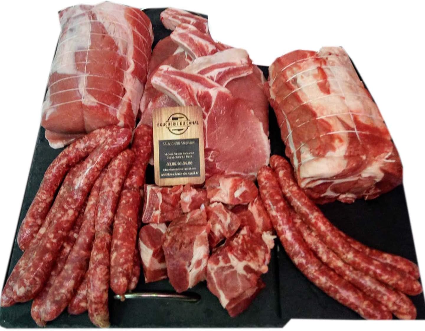 Colis viande de Porc - Viande de Porc Fermier d'Auvergne - BOUCHERIE DU CANAL - Format Economique 6Kg