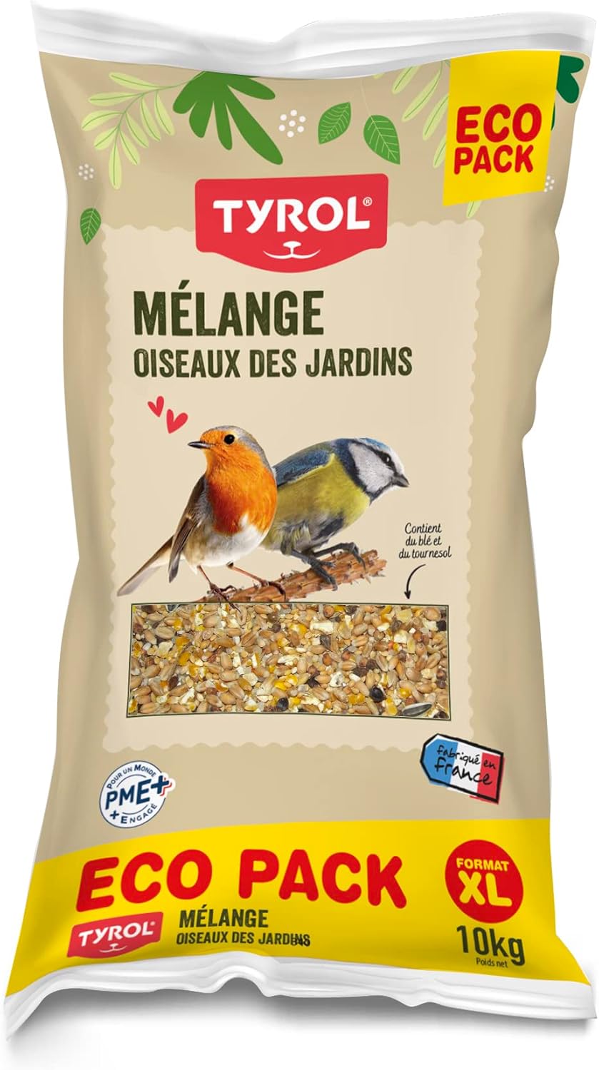 Tyrol - Mélange de Graines Oiseaux du Ciel et Oiseaux Sauvages 10kg - Nourriture Oiseaux Extérieur pour Rouge-Gorge, Pinson, Mésange - Sac de Graines Oiseaux