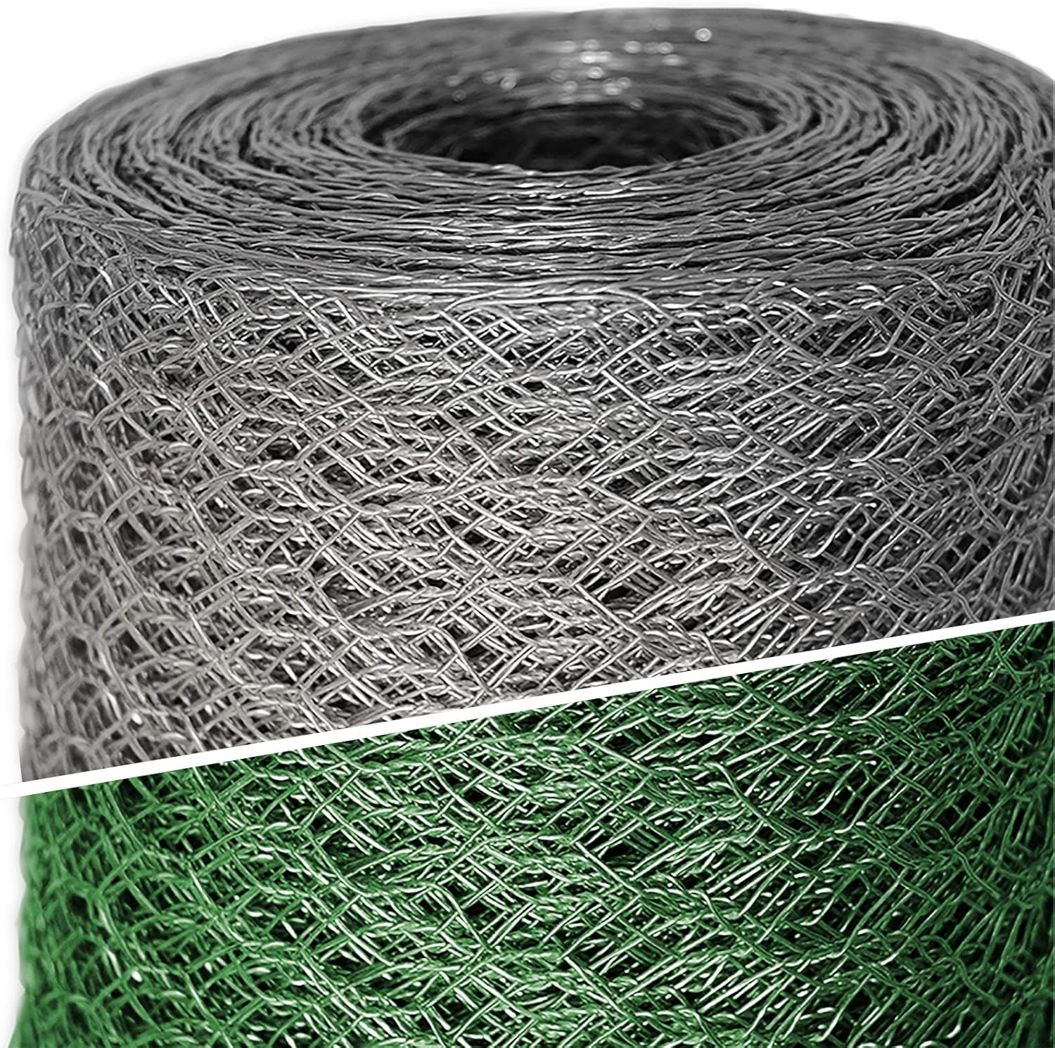 Grillage en fil de fer zingué - Clôture pour poulailler Jardin - Treillis de bricolage, Grille résistante aux intempéries, épaisseur du fil 0.8 mm, Maille 25mm - (H) 1m x (L) 25m Galvanisé