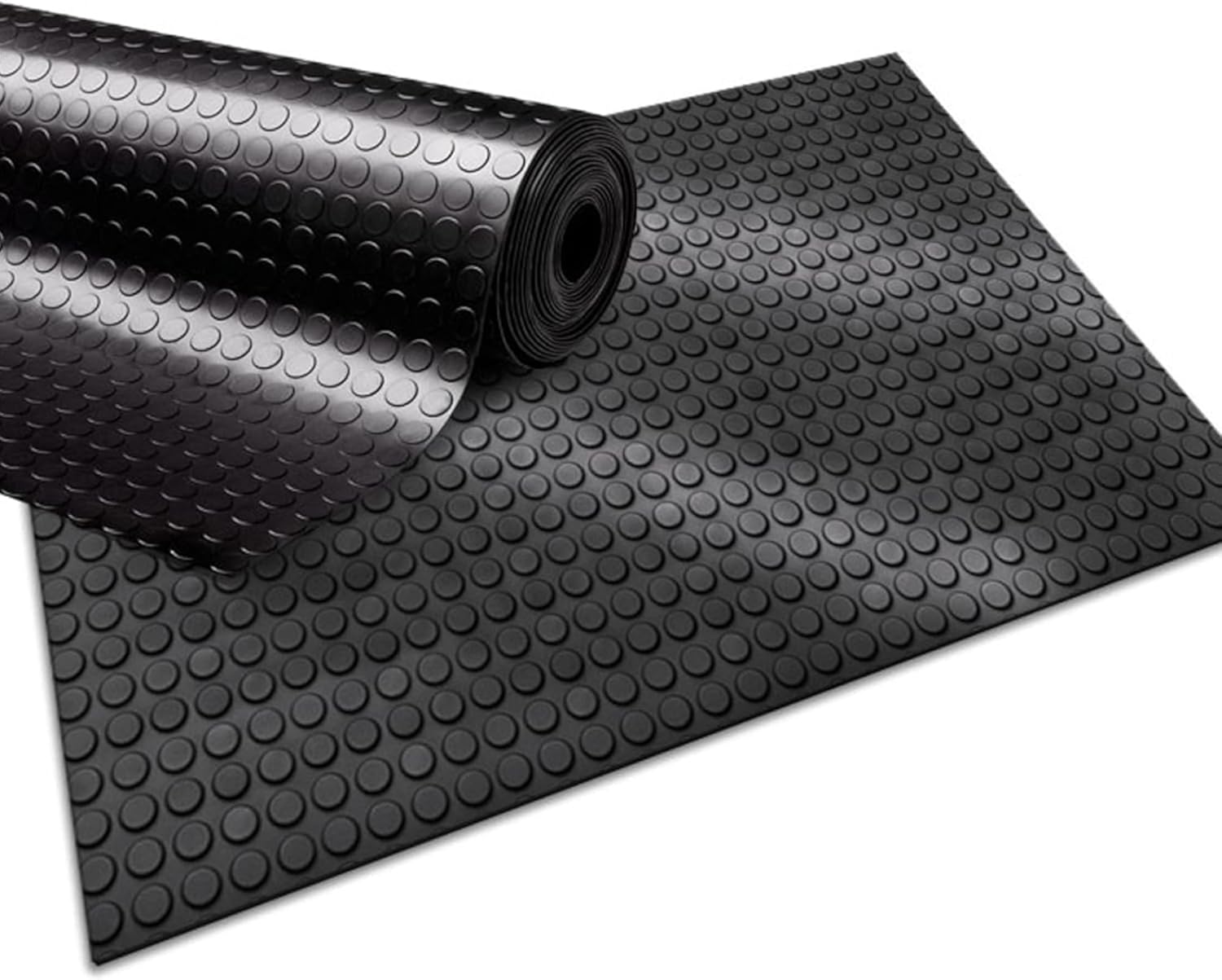 Tapis de Sol en Caoutchouc à pastilles - Revêtement de Sol Industriel - Protection de Sol pour remorques, Zones de déchargement, centres commerciaux - 3 mm d'épaisseur - Noir 100 x 100 cm