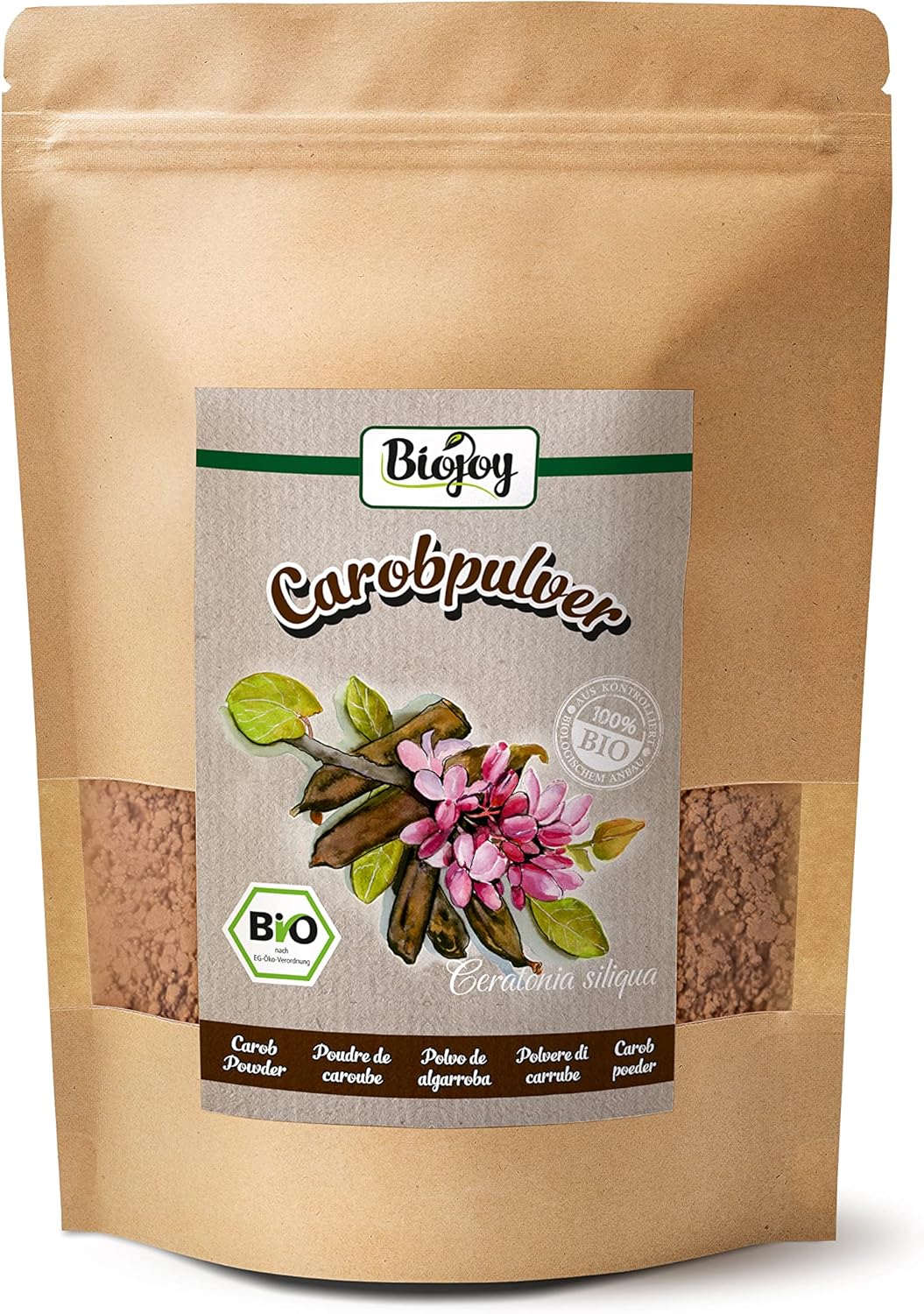 Poudre de caroube BIO (500 g), Farine de caroube, pure et sans additifs (Ceratonia siliqua)