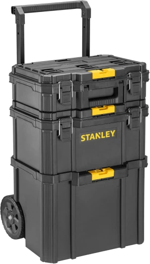 SERVANTE 3 EN 1 QUICKLINK - Boîte à outils compacte + profonde avec porte-outils intégré + Coffre de chantier Maxi Volume - Connexion-Déconnexion ultra faciles - STST83319-1