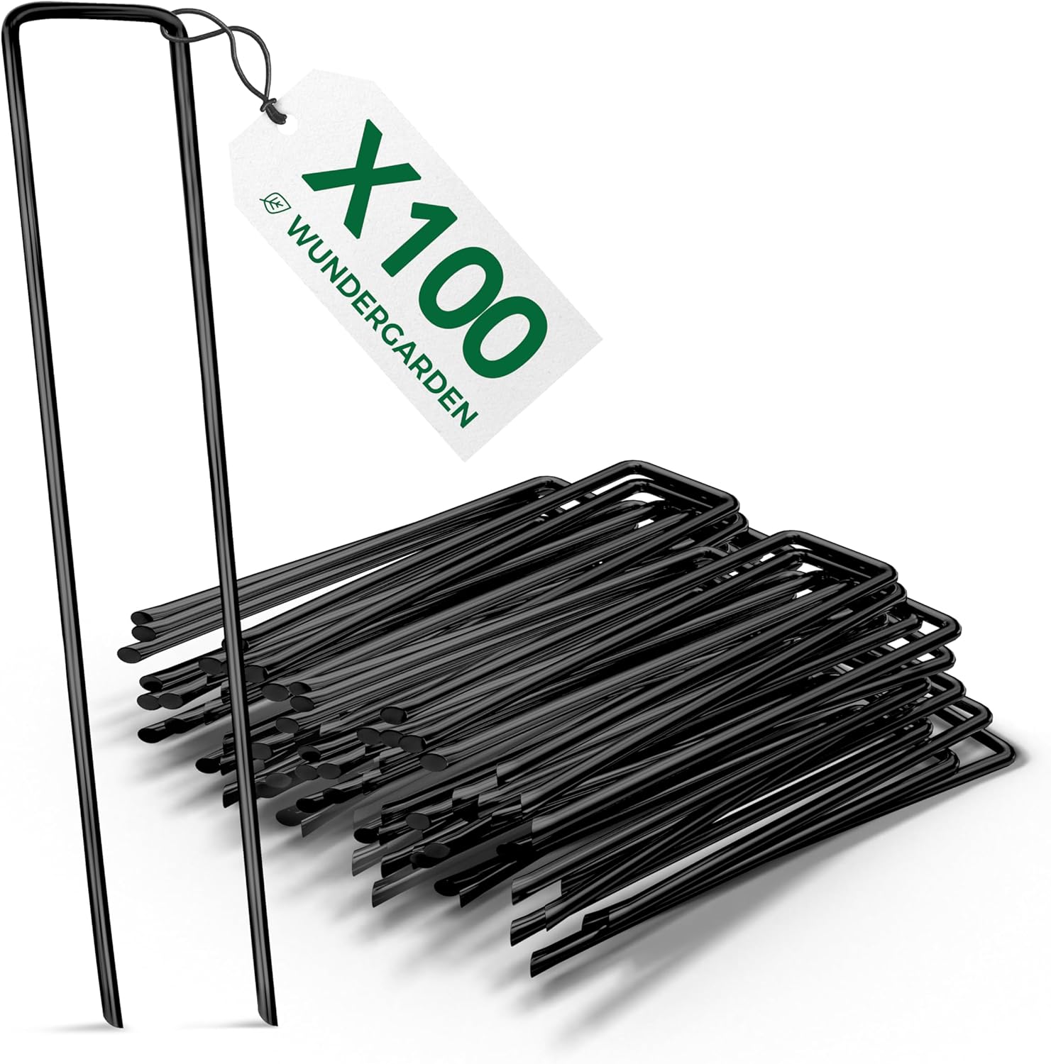 WUNDERGARDEN Lot de 100 piquets de Fixation en Acier pour bâche Anti-Mauvaises Herbes - 150x25mm - Ø2,7mm
