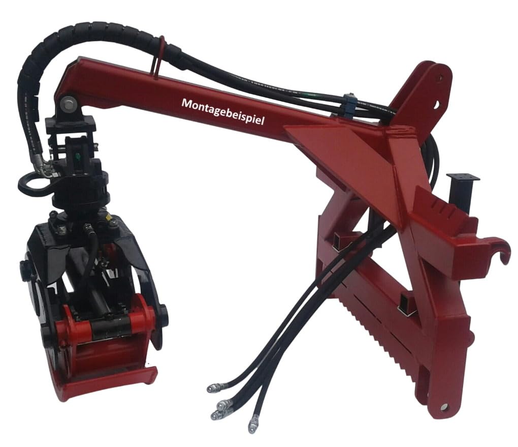 Cadre combiné avec Euro et prise 3 points KAT 2 avec pince forestière OG12 Joma-Tech, rotateur 3t et joint de cardan