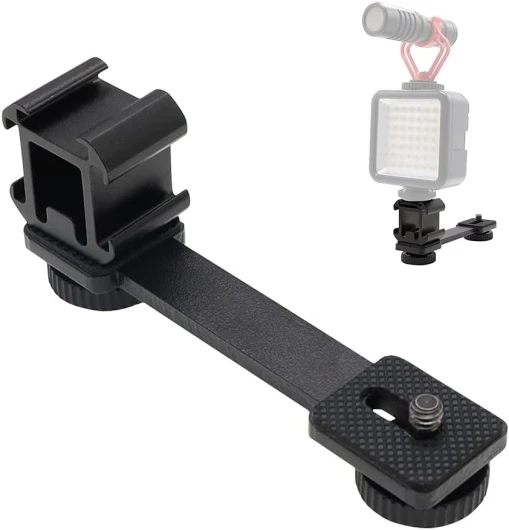 Griffe Support 3 en 1 Microphone, Adaptateur Griffe Camera, Support d'Extension, Adaptateur Montage Griffe Triple, pour Microphone, LED, Moniteur pour DSLR, Appareils Photo, Caméscopes