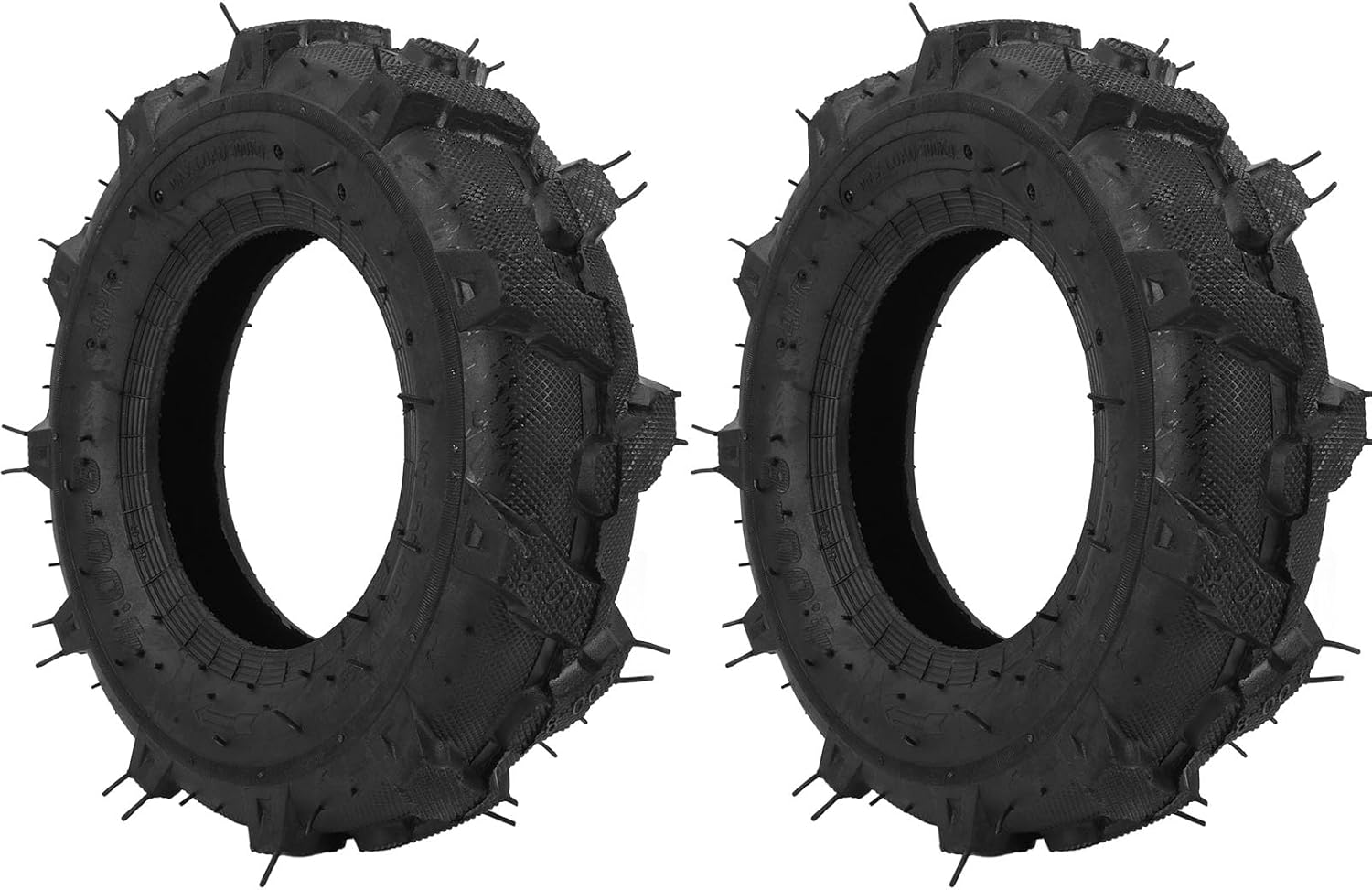 Garden Master Pneu de Tracteur, 2 Pièces 4.00-8 Pneu Tubeless 4 Plis Capacité de de 672 Lb Pneus Tubeless en Caoutchouc, Pneu de Tracteur de Jardin pour Fraise Trancheuse