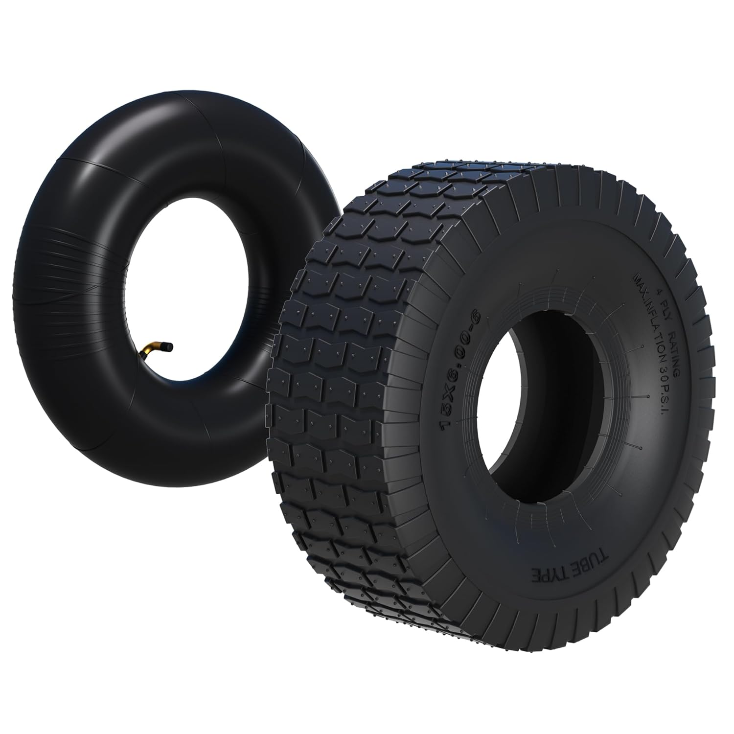 Pneu pour tracteur à pelouse 15x6.00-6 4pr avec chambre à air et valve coudée tondeuse à gazon