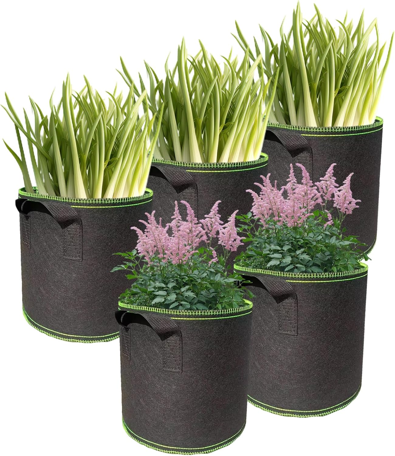 Kingsea Lot de 5 sacs de plantation épais très résistants avec poignées - Pour pommes de terre, tomates, fraises, serres et jardins - 12 l