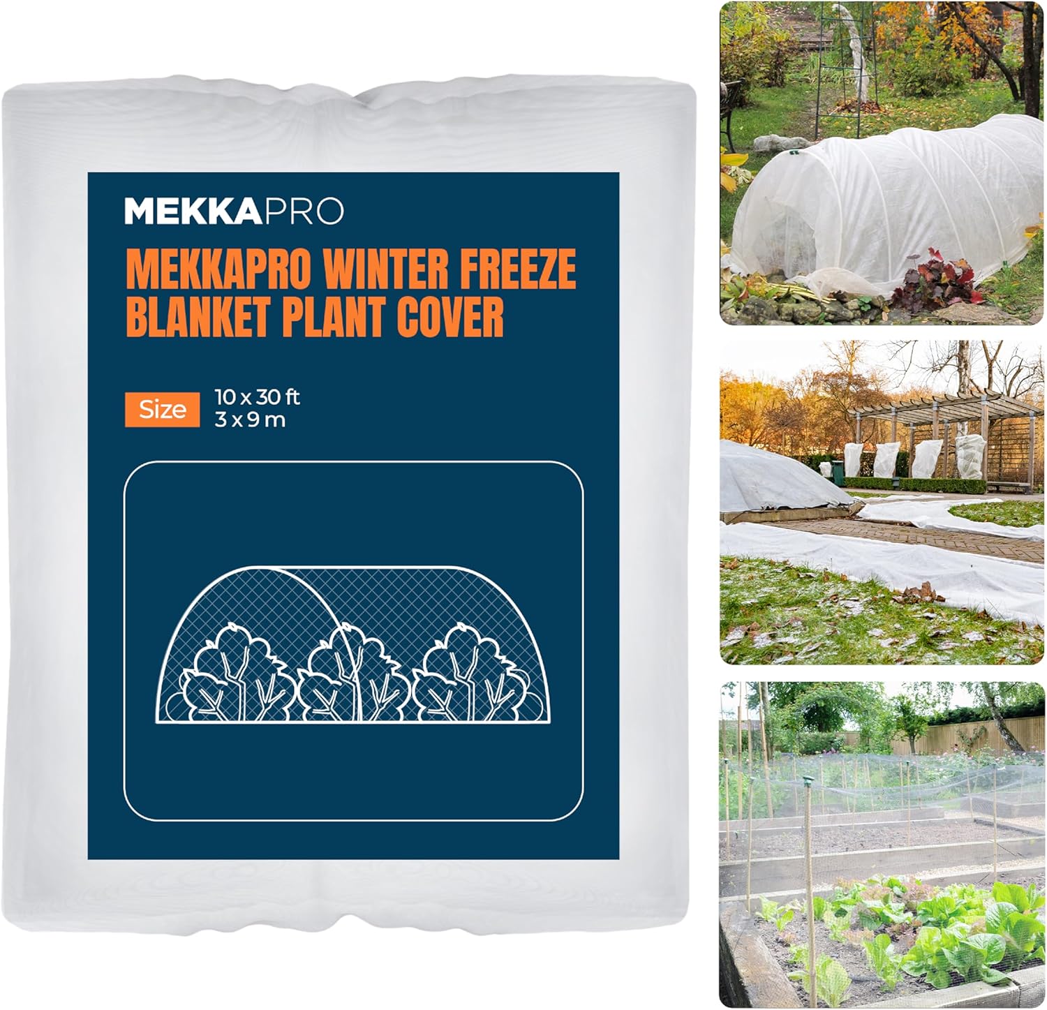 MEKKAPRO - Voile de Protection Contre Le Froid pour Plantes et Jardin - 3 x 10 m - Housse d'Hivernage Antigel Bâche Hiver Facile pour Les Fleurs et Légumes - Tissu Non Tissé 30 g/m²