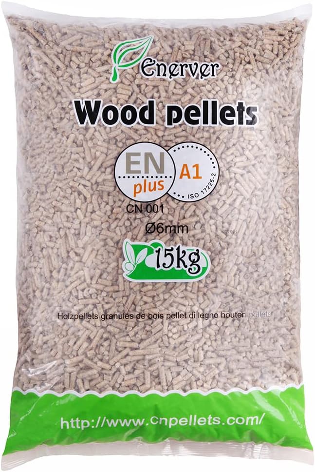 Wood PELLETS - GRANULÉS DE Bois 40 Sacs 15 KG - Haute Qualité et Haute Performance Technique - Combustion Propre et Ecologique - Cendres Minimales - Economique et Durable - X40-600KG