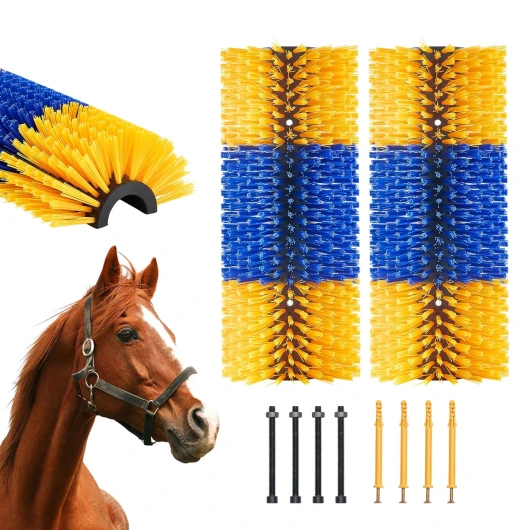 Brosse à Gratter pour Bétail Cheval Anti-démangeaisons 43,5 x 19 cm Lot de 2 avec 4 Vis, Griffoir pour Soulager Démangeaisons du Dos, Nettoyage, Toilettage, de Chevaux, de Cochons, de Bovins