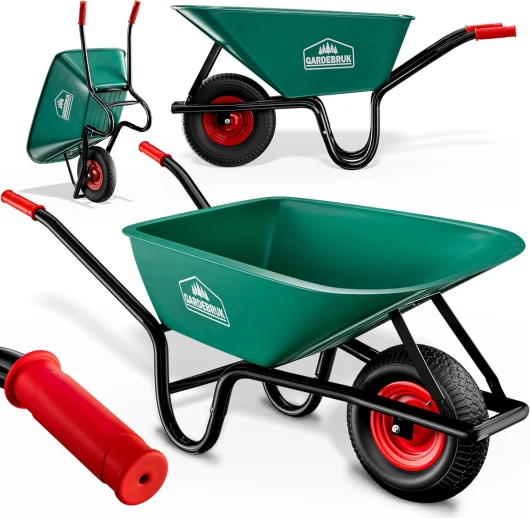Brouette 100L Max - 250kg brouette Jardin brouette de Chantier Jardinage Chariot de Transport Roue Gonflable