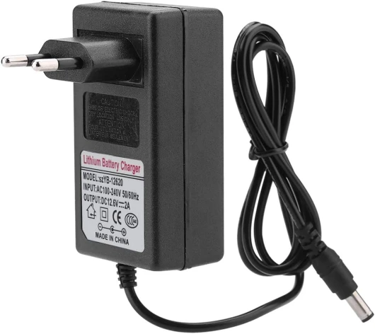 Chargeur de Batterie au Lithium-ION 2 A avec Indicateur LED, Adaptateur d'alimentation DC 12,6 V pour Lampe Frontale, Voiture Jouet et Plus Encore, Large Entrée de Tension, Haute