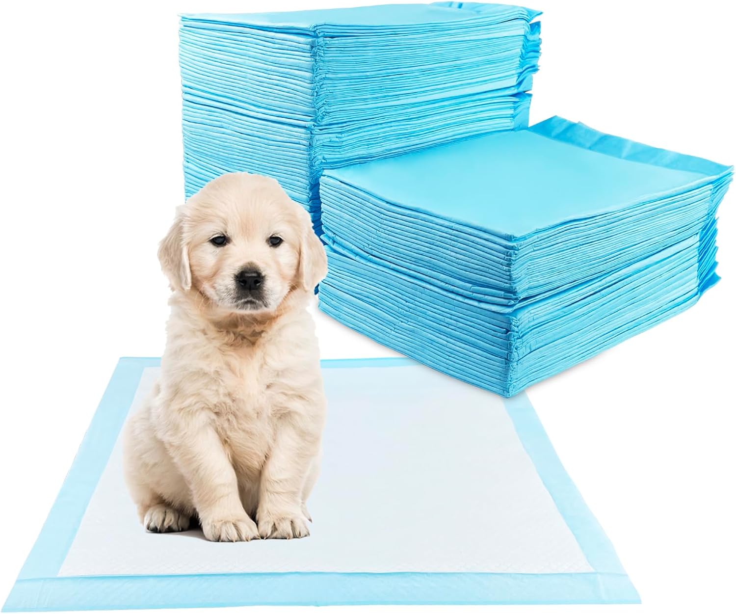 Fousenuk 100 Pièces Tapis Absorbant Chien, 60X60cm Alaise Jetable Alèse Pipi Propreté Educateur Chien Animaux, Aleze Impermeable, Pee Pad Apprentissage la Propreté Anti-Fuite Résistante