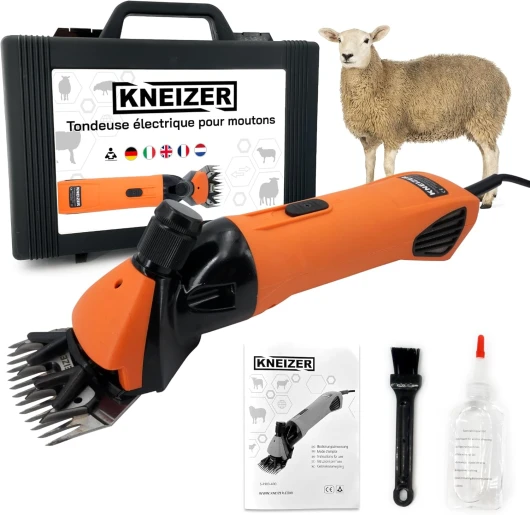KNEIZER Tondeuse électrique pour moutons - Convient à toutes les races de moutons et à tous les pelages - Lames interchangeables - Moteur puissant - Faible vibration et faible bruit - Sans entretien