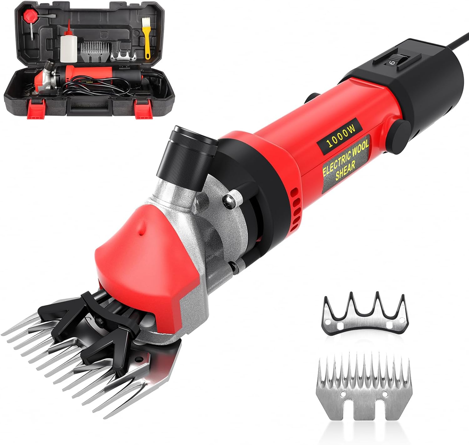 1000W Tondeuse Electrique Mouton,Tondeuse à Moutons Machine avec 6 Vitesses Réglables,Machine de Cisaillement Professionnelle pour Tondeuse Animaux Laine Chèvre,avec Étui de Transport (Rouge)