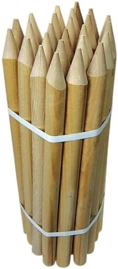 ABAZO - Lot de 25 Piquets Ovales en Bois de Hêtre - Idéal pour les Poteaux de Clôture, les Poteaux d'Arbres et les Travaux de Jardinage - Tuteurs Robustes de 20 mm