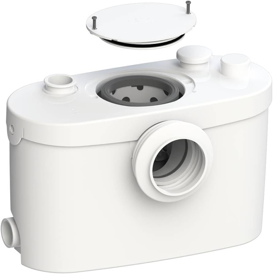 Sanibroyeur Silencieux (46 dB) Sanipro XR Up - Broyeur WC pour Salle de Bain Complète - Installation et Maintenance Facilitées - 43,2 x 23,9 x 31,9 cm - 400W - Made in France