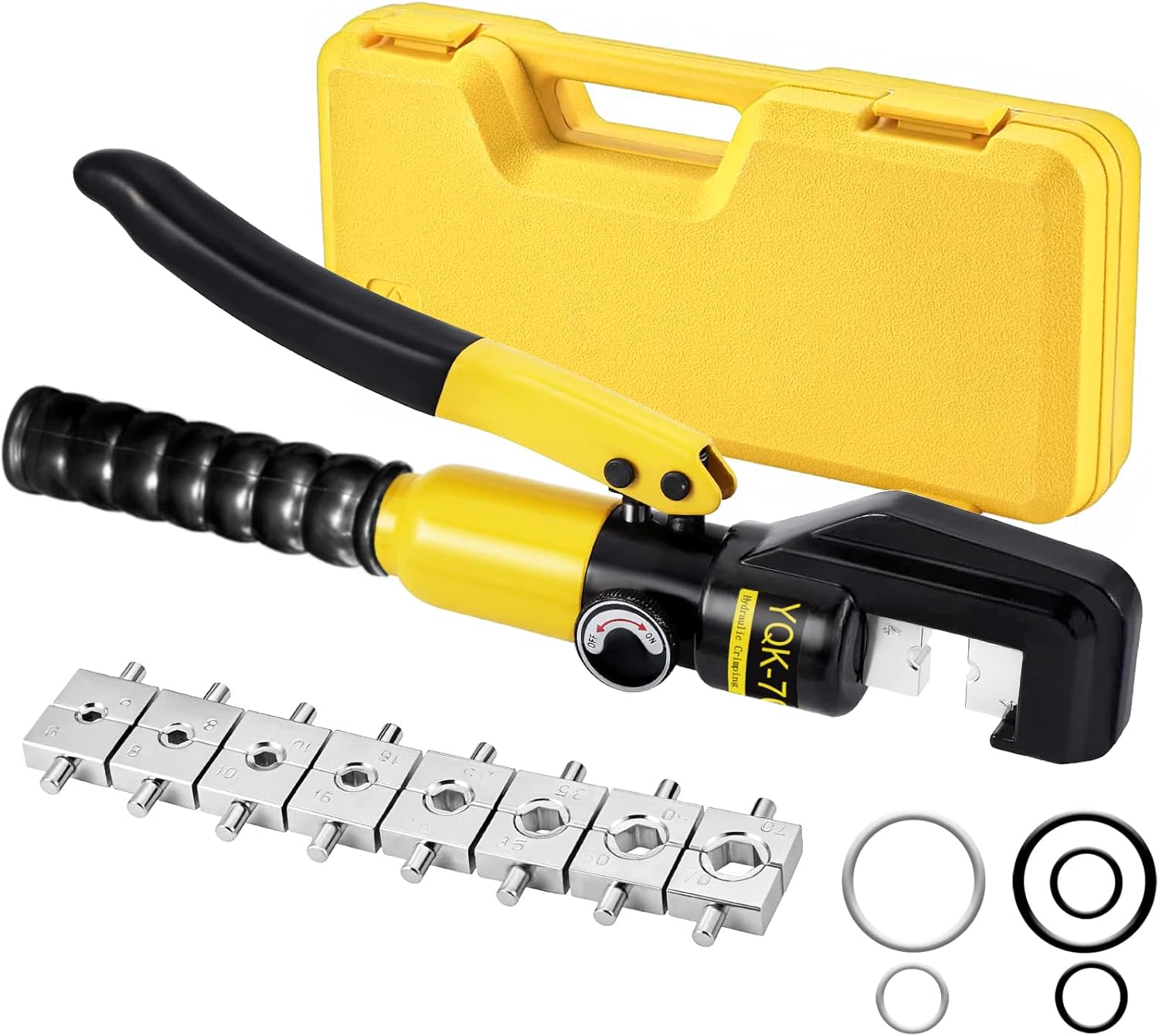 Solsop Pince à Sertir Hydraulique Pression 10T avec 9 Ensembles de Moules à Sertir 4-70 mm² pour Cosses de Câble en Cuivre et Aluminium