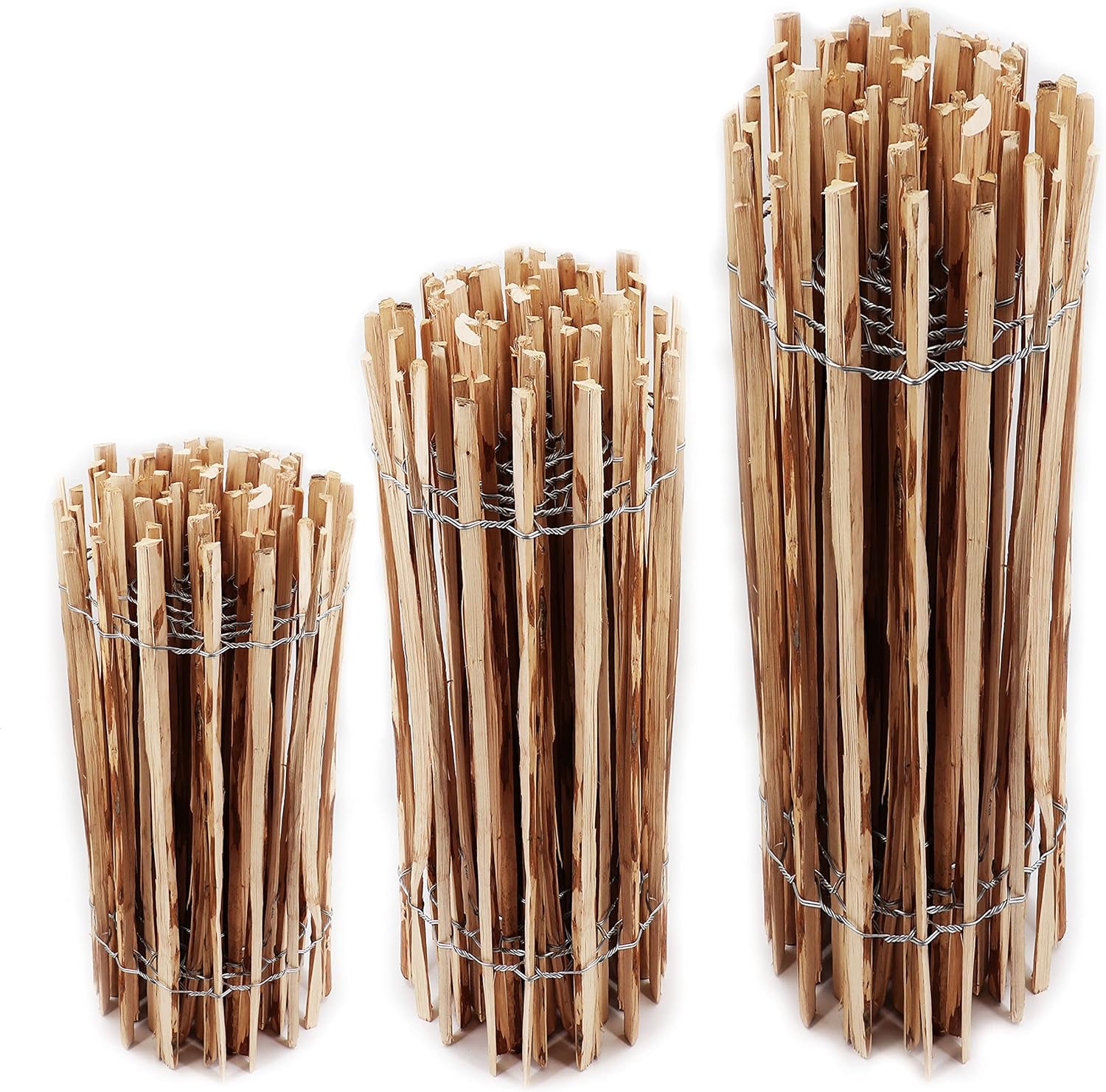 5m Clôture en lattis - Hauteur : 60 cm - Hauteur : 4-6 cm - Clôture de jardin en châtaignier en noisette - Clôture en bois durable avec double tension de fil