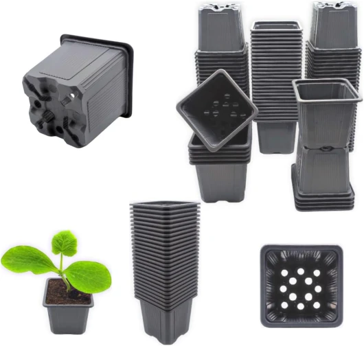 Verdonia 100 Godets Plastique 8cm pour Semis, Repiquage, Bouturage Réutilisables et Résistants - Pots Pratiques avec Trous de Drainage et Culture des Jeunes Plantes
