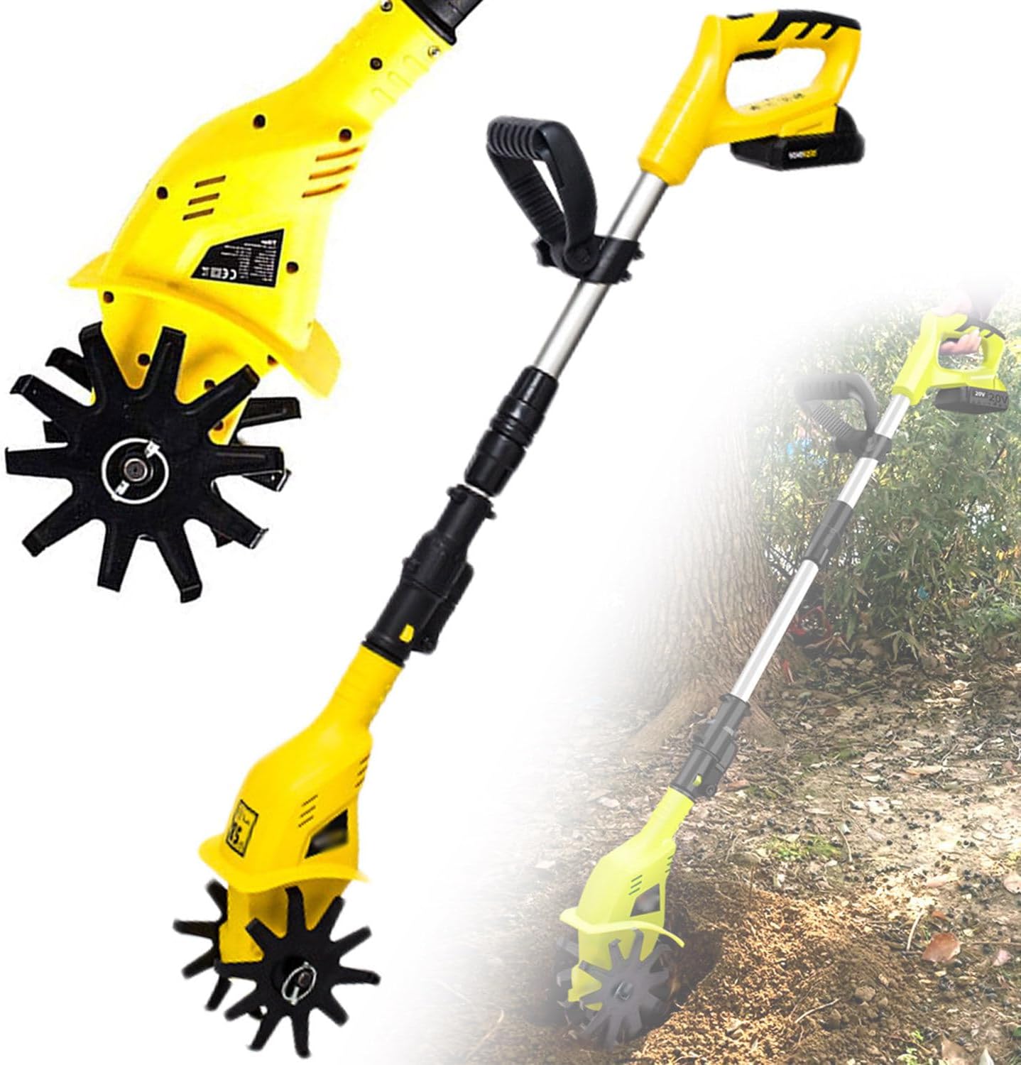 LZDOYY Motoculteur électrique - Cultivateur de Sol de Jardin/Rotavator - Vitesse à Vide de 250 TR/Min, 10 Lames en Acier, Largeur de Travail de 100 mm,220V